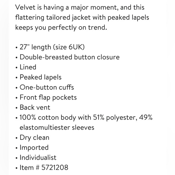 Reiss Aubrie Velvet Double Breasted Blazer Jacket in Peach - Picture 14 of 14